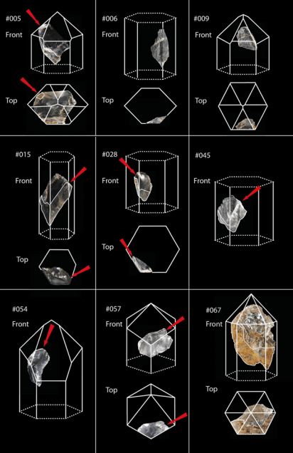 Plaatsing van de flarden in de originele kristalvorm