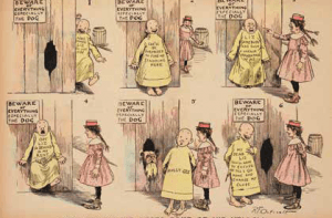 The Yellow Kid, een van de eerste echte striphelden in de The Yellow Kid, een van de eerste echte striphelden in de New York Journal van 31 oktober 1897..