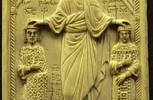 Keizer Otto II en Keizerin Theophanu gekroond door Christus