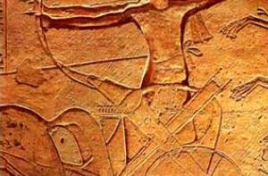 Ramses II tijdens de slag bij Kadesh