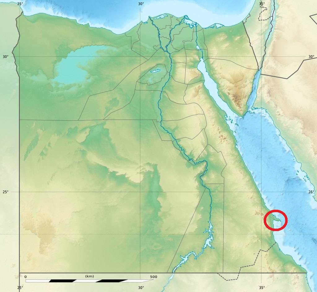 De locatie van Berenike (rood omcrikeld)