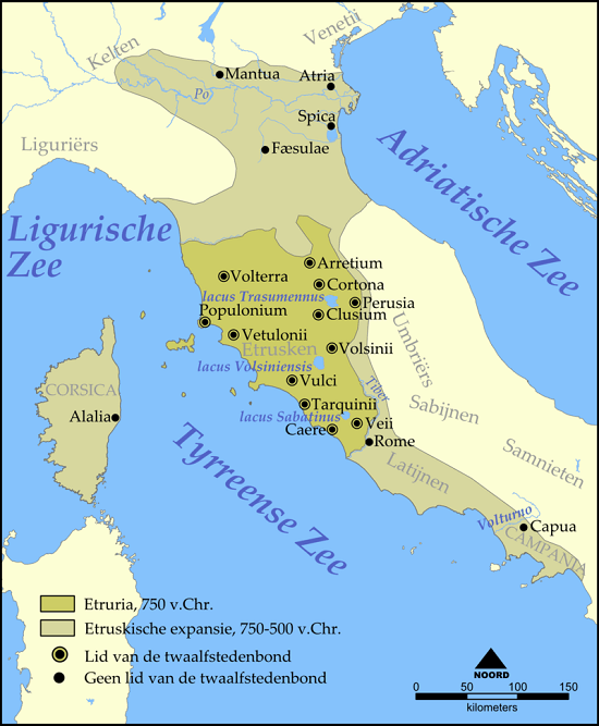 Kaart van Etrurië.