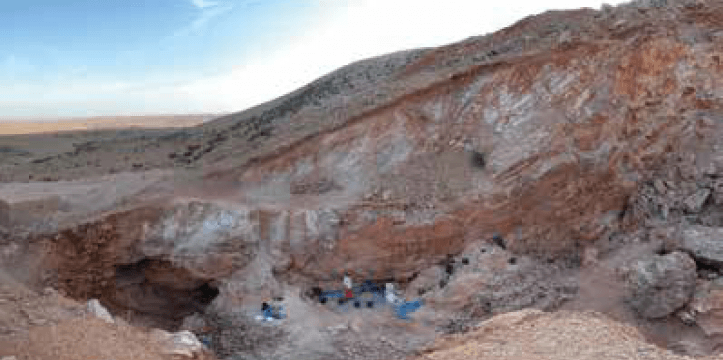 De archeologische opgravingslocatie Jebel Irhoud, Marokko. 
