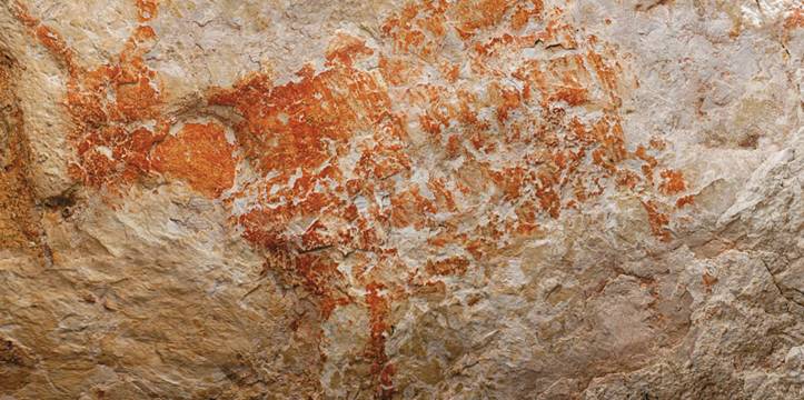 Een prehistorische grotschildering op het Indonesische Borneo.