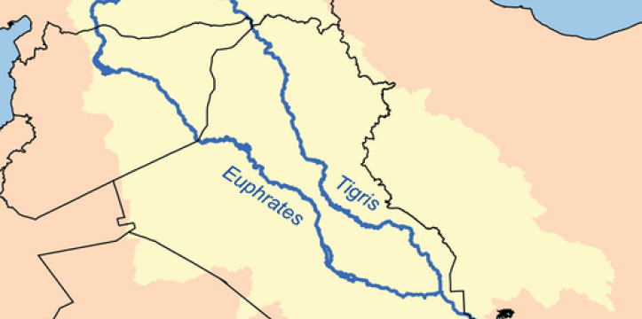 Map met Tigris en Eufraat