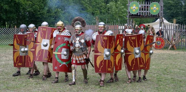 Re-enactment van een Romeins legioen in Oostenrijk