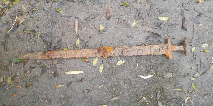 Het zeldzame zwaard werd per toeval gevonden door een magneetvisser.                                                  