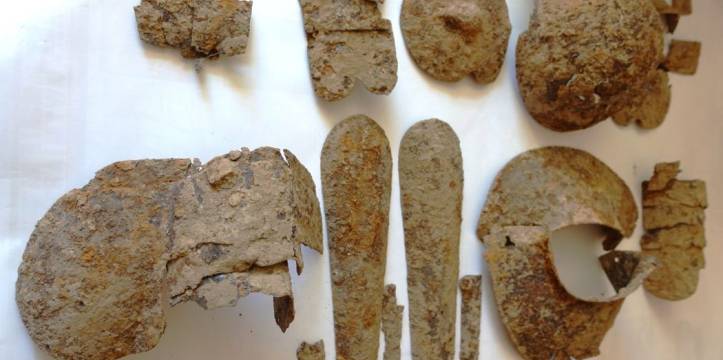 De stukken van het harnas werden ontdekt door een Poolse metaaldetectorist
