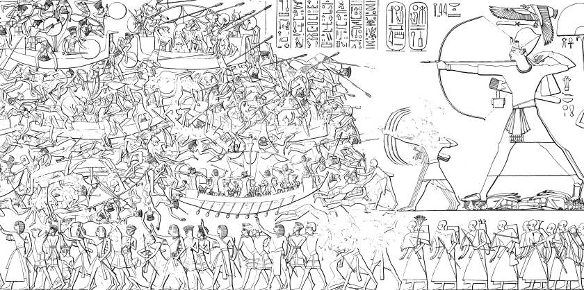 De overwinning van Ramses III op het 'Zeevolk'