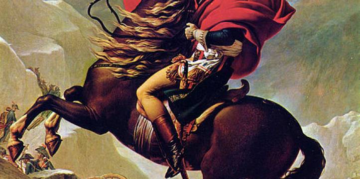 Napoleon verovert de Alpen, geschilderd door Jacques Louis David. Een brief en een manuscript van Napoleon Bonaparte zijn geveild.