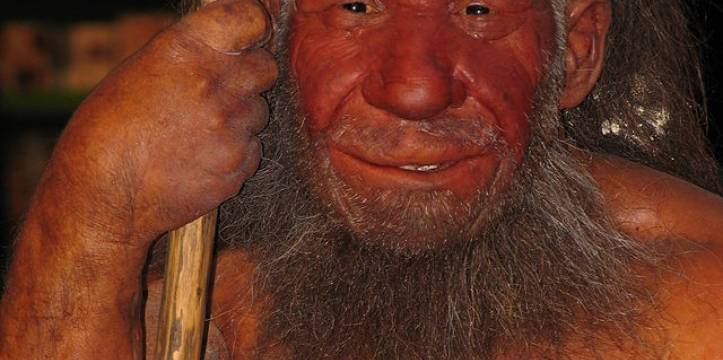 Reconstructie van een Neanderthaler, foto door Stefan Scheer