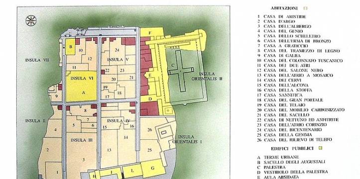 Het plan van de opgravingen voor Herculaneum. Het plan van de opgravingen voor Herculaneum.