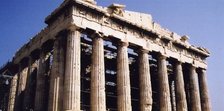 Het Parthenon, een onderdeel van de Akropolis van Athene. Volgens een Griekse ex-minister moet de Akropolis geleased worden.