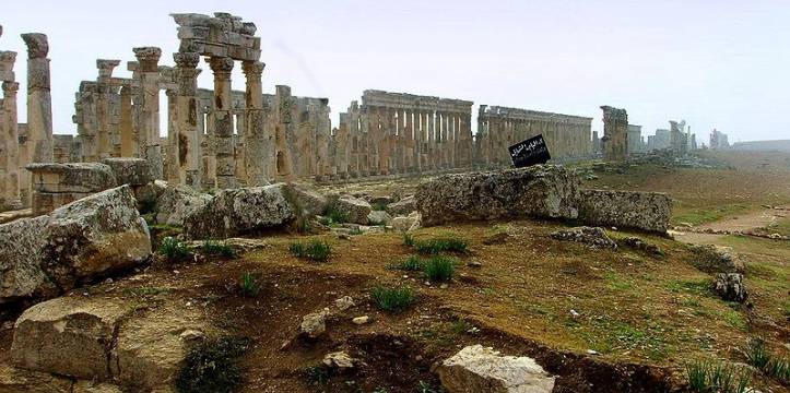 De oude Griekse stad Apamea, gelegen in centraal Syrië.