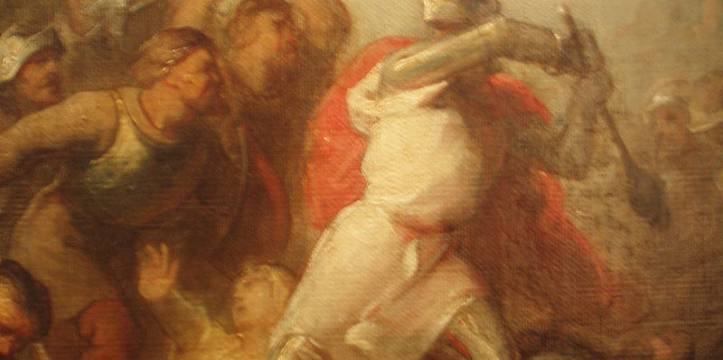 Otto II van Lippe gaat vechtend ten onder in de slag bij Ane (Frederik Zürcher, 1825-1876).