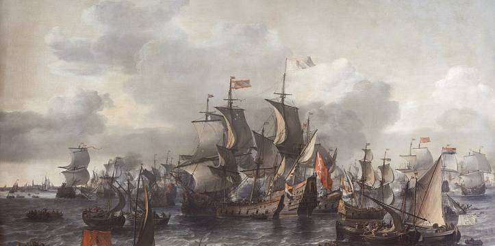 Schilderij van de Slag op de Zuiderzee