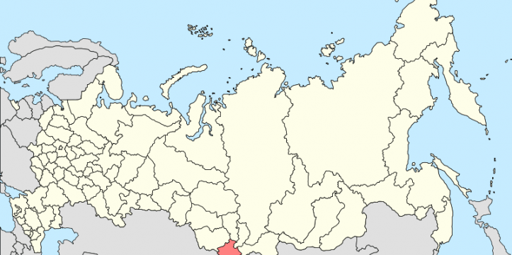 Locatie van de Altaj regio in Rusland. Door Marmelad Locatie van de Altaj regio in Rusland