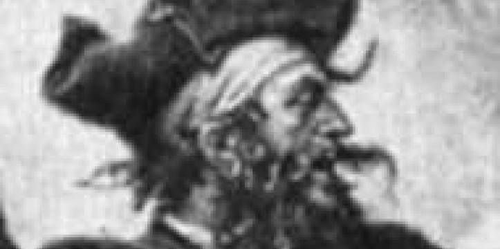 De beruchte piraat Zwartbaard. Zijn vlaggenschip Queen Anne's Revenge was oorspronkelijk een Frans schip.
