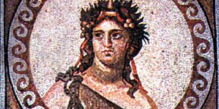 Een mozaïek van de Griekse god Dionysos. Volgens Ovcharov toont het fragment aan dat de tempel van Dionysos daar stond.