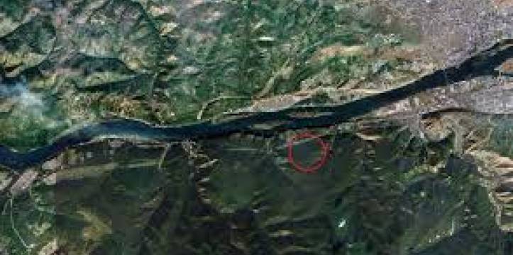 Het gebied waar de opgraving is gedaan, nabij Krasnojarsk, beeld van Google Earth