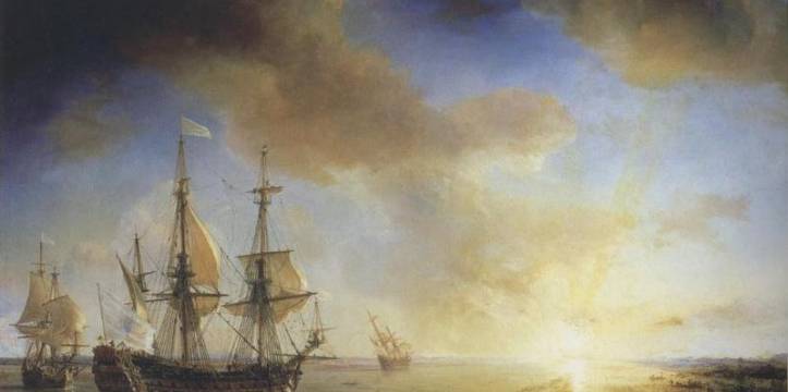 Schilderij van het schip 'La Belle' (links) met zusterschip 'Le Joly' (1844) Schilderij van het schip 'La Belle' (links) met zusterschip 'Le Joly' (1844)