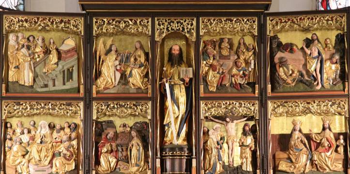 Een 15e-eeuws vleugelaltaarstuk in de de Thomaskirche. Een 15e-eeuws vleugelaltaarstuk in de de Thomaskirche.