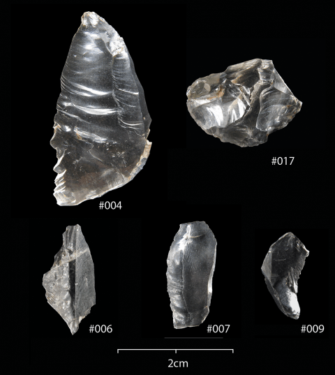 Een aantal gevonden kristalscherven