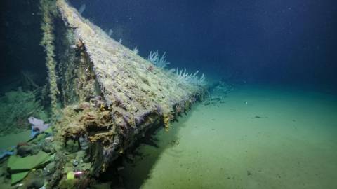 De romp van de USS New Orleans