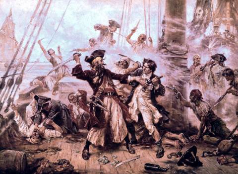 Het laatste gevecht van de beroemde piraat Blackbeard