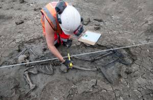 Skelet met laarzen opgraving in Londen