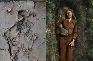 Skelet vrouw swifterbantcultuur en 3D-reconstructie