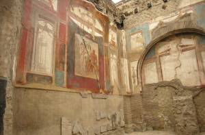 Wandschilderingen in de ruïnes van het Zuid-Italiaanse Herculaneum. 