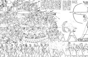 De overwinning van Ramses III op het 'Zeevolk'