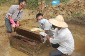De opgegraven graftombe (Beeld: Nguyen Lan Cuong)