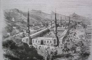 Tekening van de Masjid an-Nabawi in de 19e eeuw