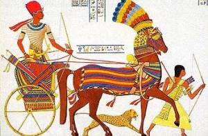 Farao op strijdwagen