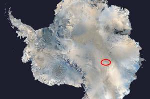 Locatie van het Vostokmeer op Antarctica.