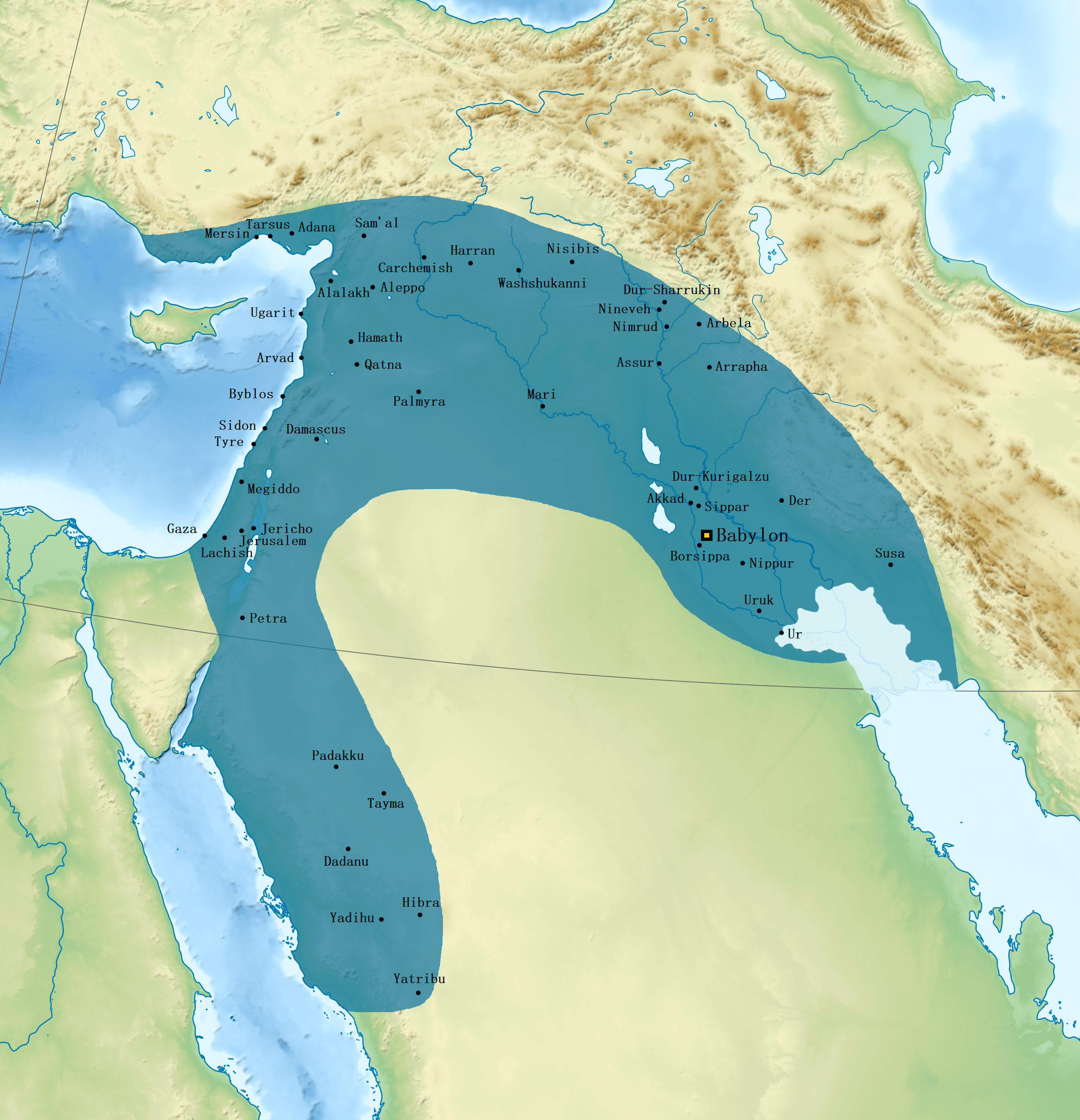 Kaart van het Babylonische Rijk