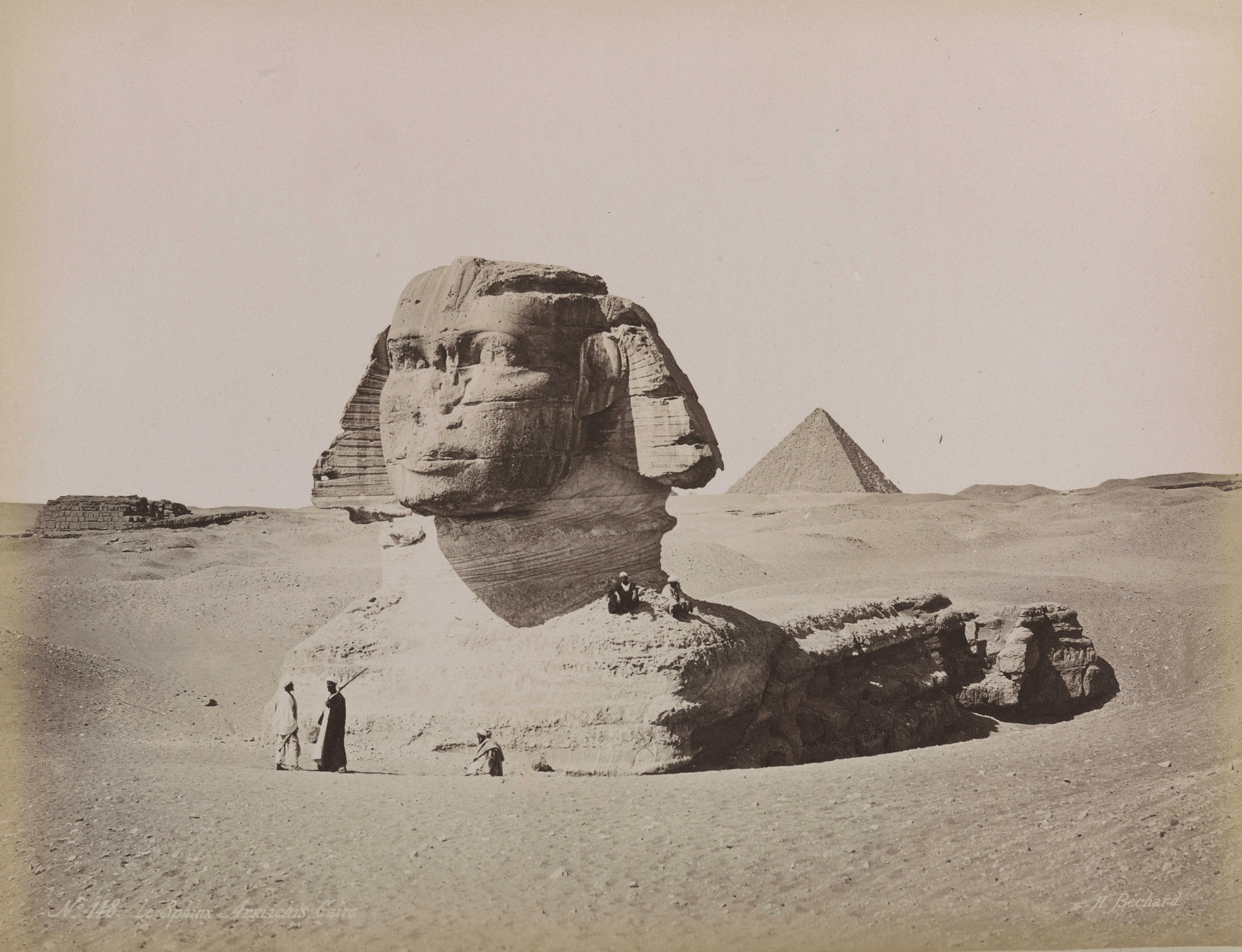 De Sfinx van Gizeh gedeeltelijk uitgegraven, ca. 1870