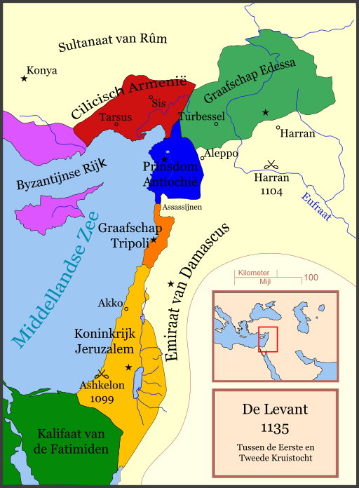 De kruisvaardersstaten in 1135