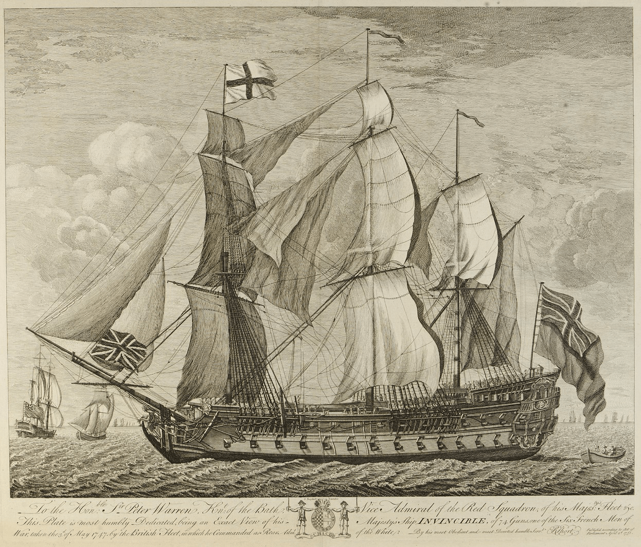 Tekening van de HMS Invincible (1751)