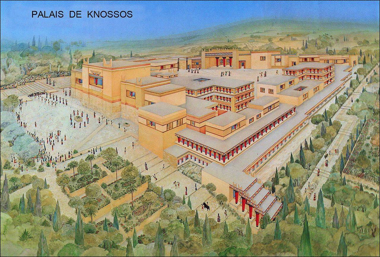 Mogelijke reconstructie van het paleis van Knossos