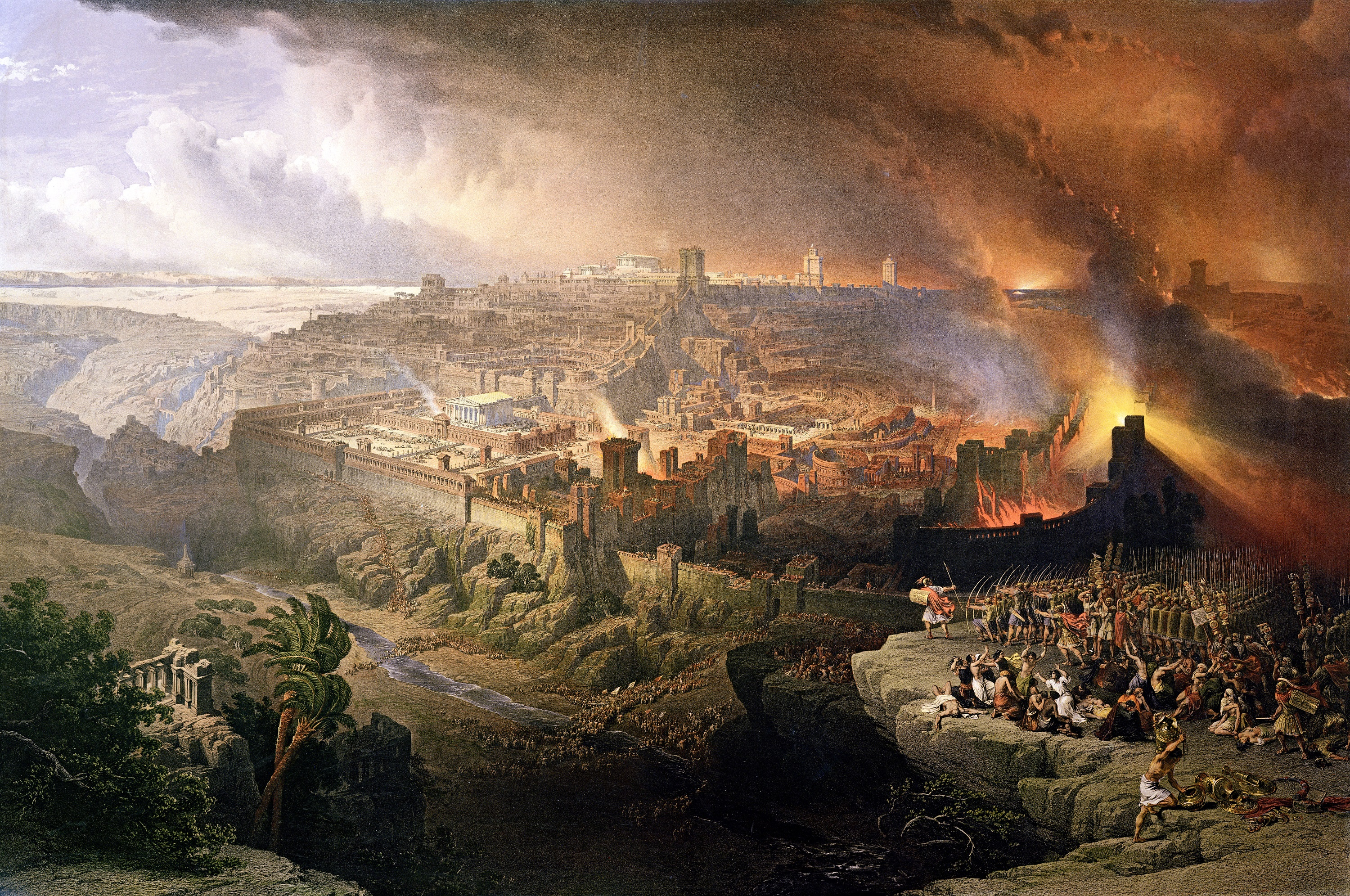 Een plaat van de vernietiging van Jeruzalem