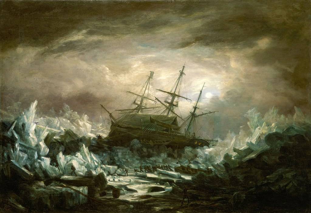 Een schilderij van William Smyth van het vastgeraakte schip de Terror