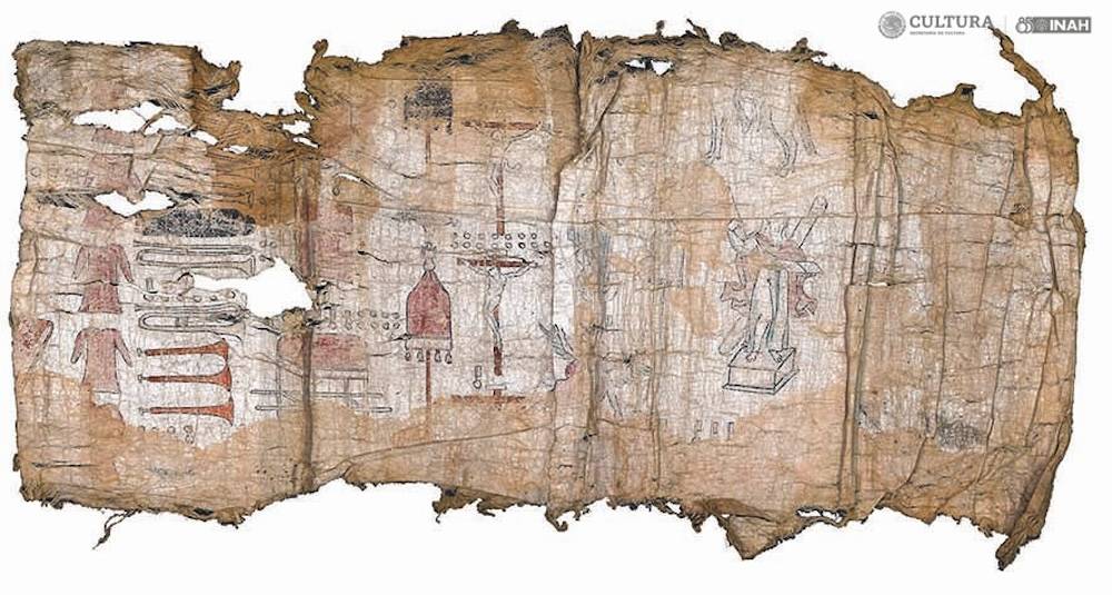 Een illustratie uit een van de codices toont de inventaris van de kerk van Tetepilco. 