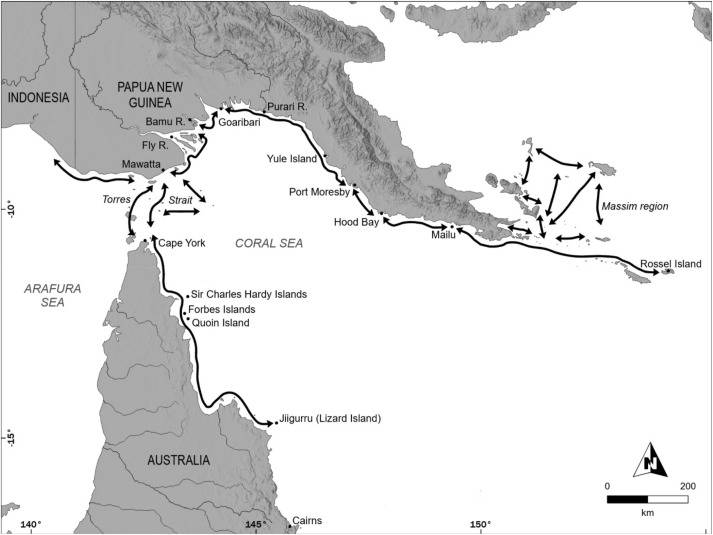 De connecties rond de Koraalzee van de prehistorie