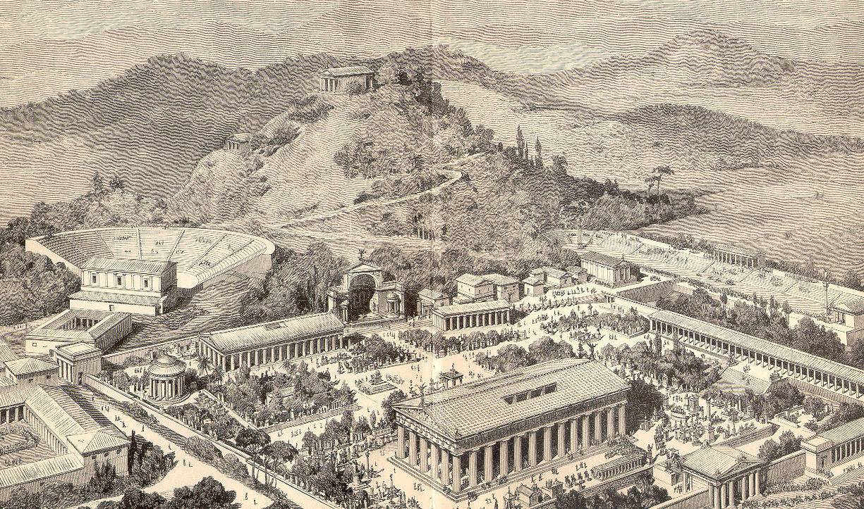 De allereerste Olympische Spelen vonden in 776 v.Chr. plaats in Olympia en werden elke vier jaar gehouden ter ere van de oppergod Zeus