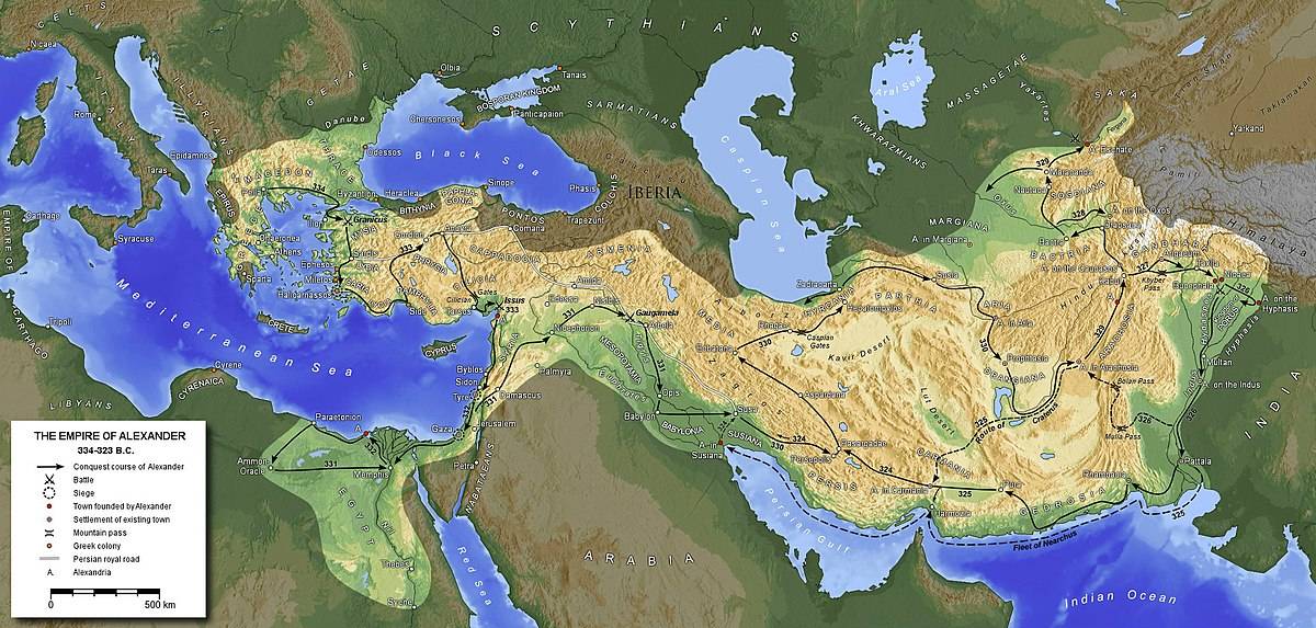 Zijn reis begon in 334 v.Chr., toen hij met een leger van ongeveer 40.000 man de Hellespont overstak naar het huidige Turkije