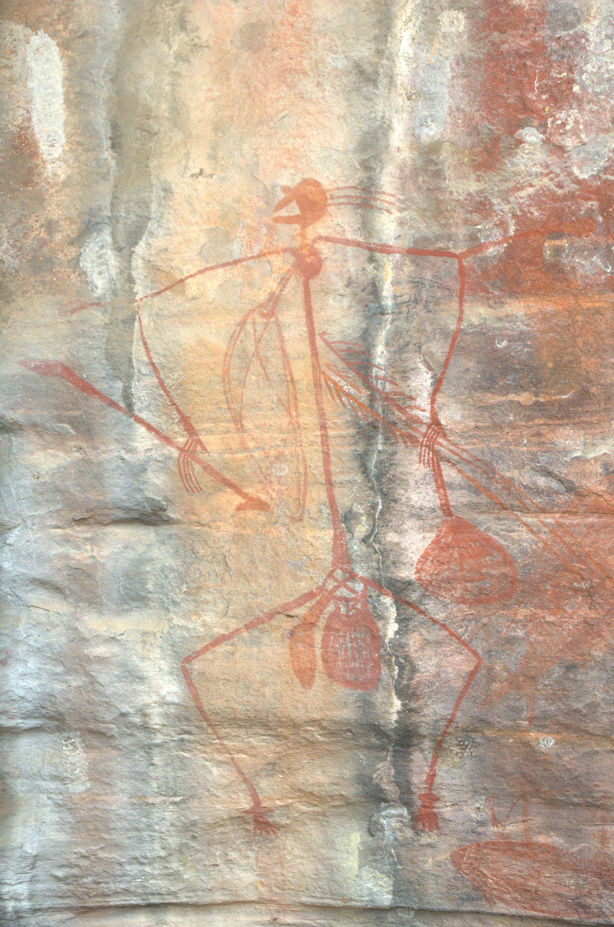 In het Kakadu Nationaal Park in Australië zijn unieke rotsschildering van 20.000 jaar oud te vinden.